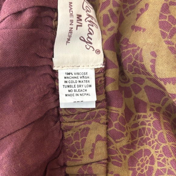 Bohemian Multi-Color Maxi Skirt with pockets mushroom earthy pattern - Picture 13 of 13